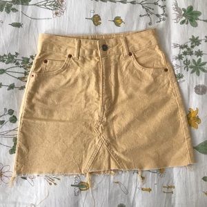 Topshop Moto Mini Denim Skirt Yellow